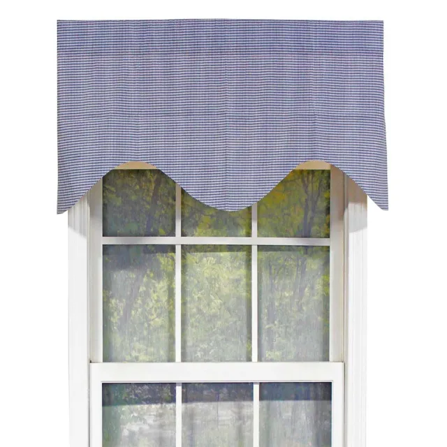 RLF Home Cornice Classic Check Croswell Valance 3" Rod Pocket 50"X 17" Blue