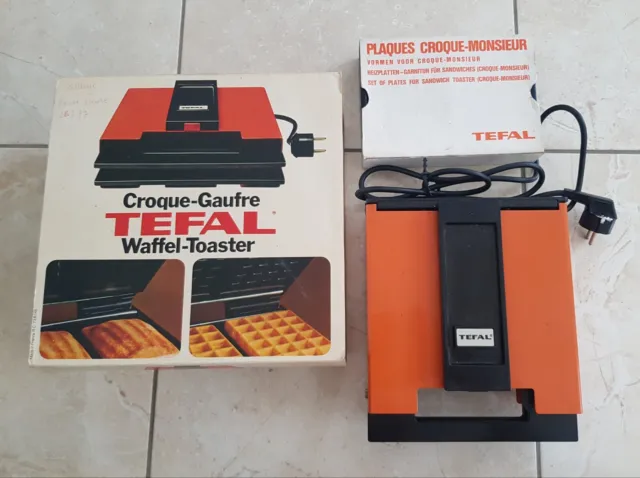 Appareil Tefal vintage Croque-Gaufre électrique orange