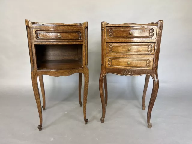 Pair French Bedside Cabinets Oak Nightstands Bedside Tables