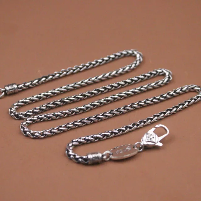 Pure 925 Sterling Silver Necklace Women Men 3mm Wheat Link Chain 20inch /17-18g