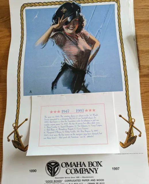 VINTAGE PIN UP Calendar "can do" Omaha Box Advertising 1947 / 1997