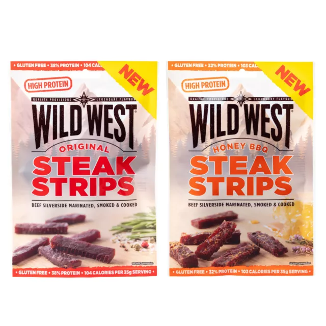 Wild West Steak Strips 60 g Trockenfleisch Rindfleisch Protein Snack Beef Jerky