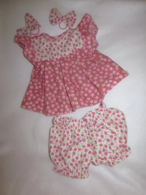 CPK doll clothes/16-18 inch/pink/white flowers dress/bloomers/hair bows