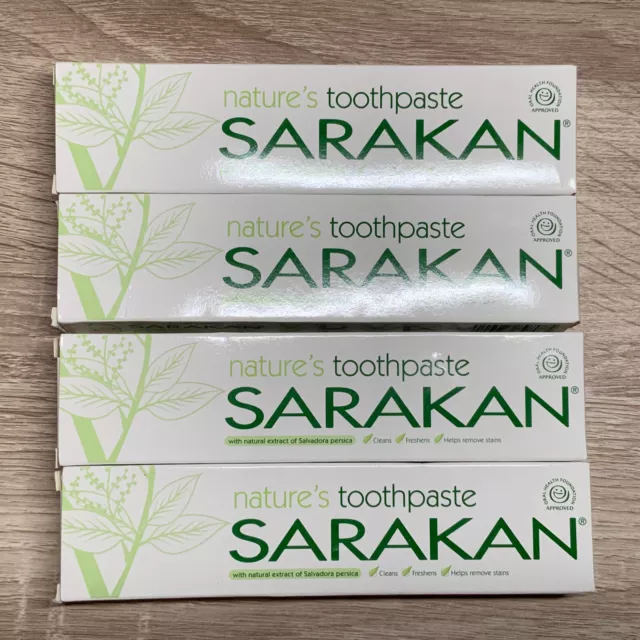 Sarakan Nature's Lot de 4 dentifrices végétaliens sans fluorure 64G - 08/25