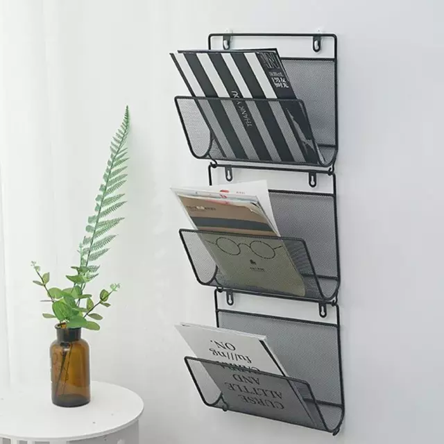 Wire Iron Magazine Holder Rack Home Wall Mounted Newspaper