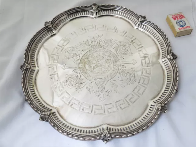 Fine Stemma Salvatore/Vassoio Decus Et Tutamen Placcato Argento Vittoriano