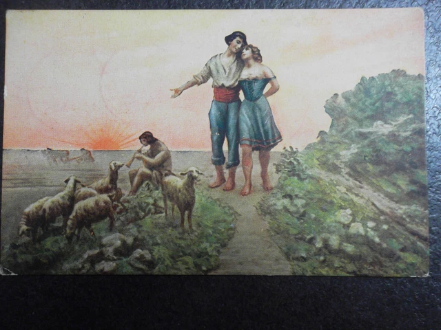 cartolina   f.piccolo  cromoscultura mastroianni n.160  pastorale