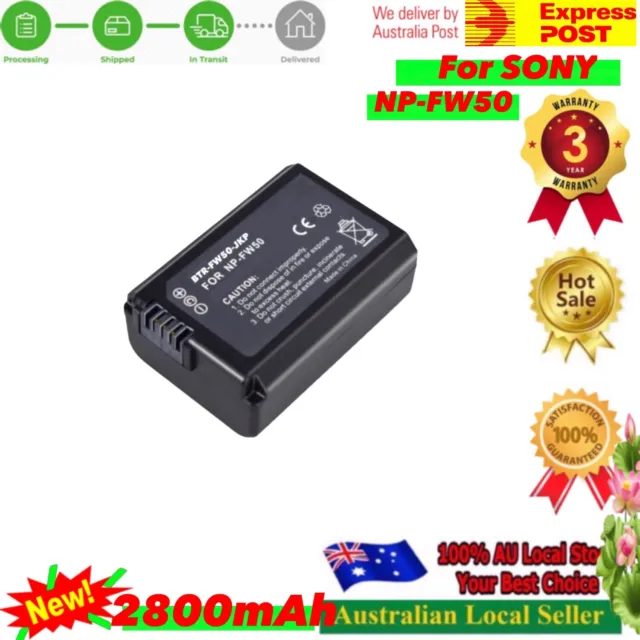 EXPRESSPOST 2800mAh NP-FW50 Battery For Sony A6300 A6000 A5000 A7R, NEX-7 NEX-5T