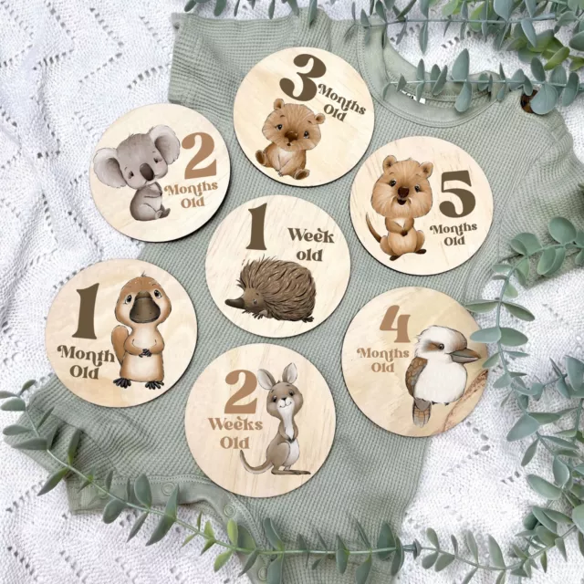 Baby milestone cards, Aussie animals milestones, newborn milestones