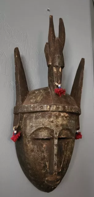 Marka Mask Wood & bronze Mali African Art 20" bambara