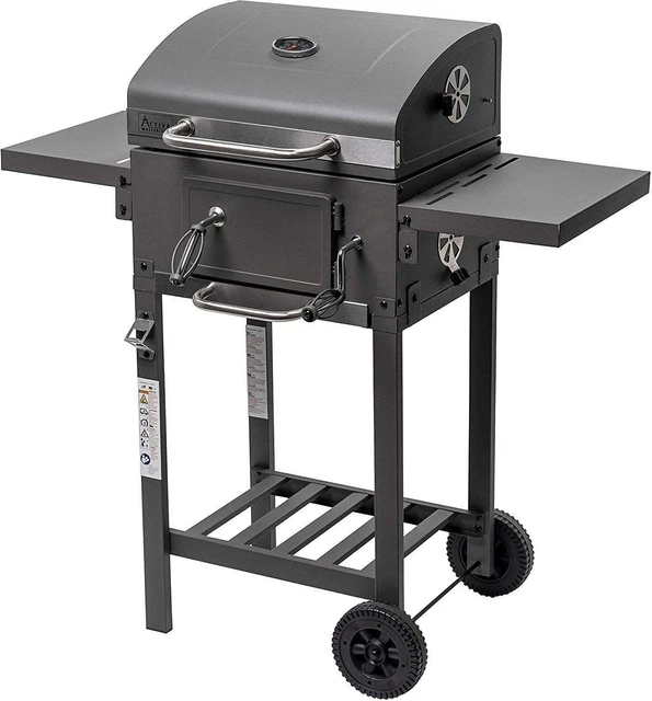 ACTIVA Grill Grillwagen Angular, Schwarz, Holzkohlegrill BBQ Barbecue, Holzkohle