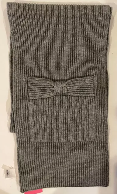 Kate Spade New York, Pocket, Bow, Knit Scarf/ Muffler, gray, Acrylic/wool, $78