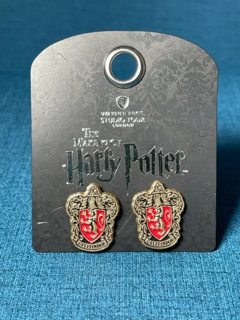 Warner Bros Harry Potter Studio Tour London Gryffindor Crest Earrings New