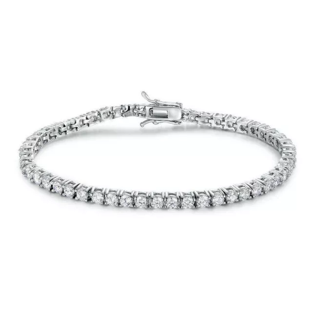 Bracciale Tennis In Argento 925 Rodiato Donna 18 cm  Con Zirconi Bianchi da 3mm