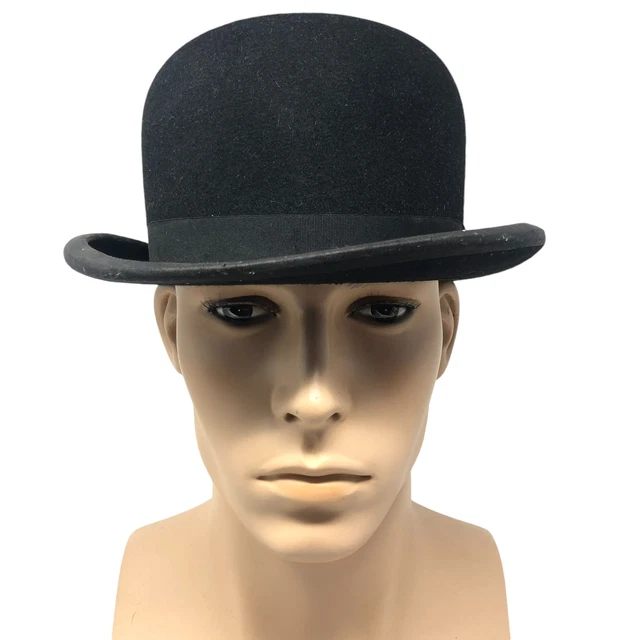VINTAGE TRESS London Bowler Hat Derby Black Mens Felt