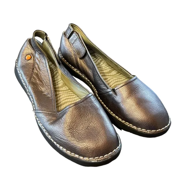 Softinos by Fly London Loafers Womens 40 US 9-9.5 Metallic Bronze Slip On Flat