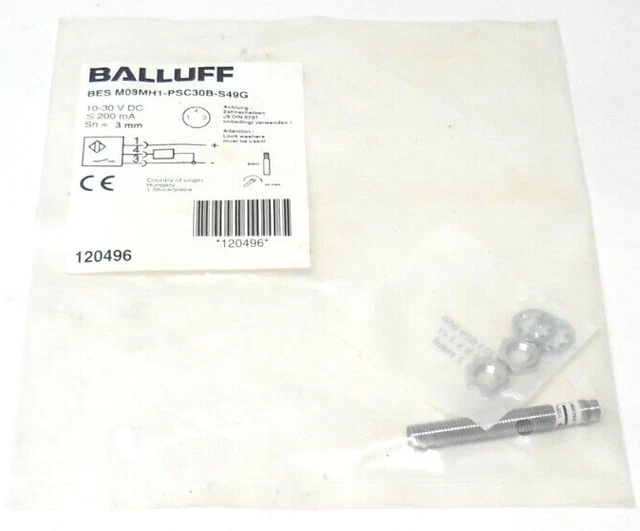 New Balluff Bes M08Mh1-Psc30B-S49G Inductive Sensor 10-30Vdc, 120496, Nib