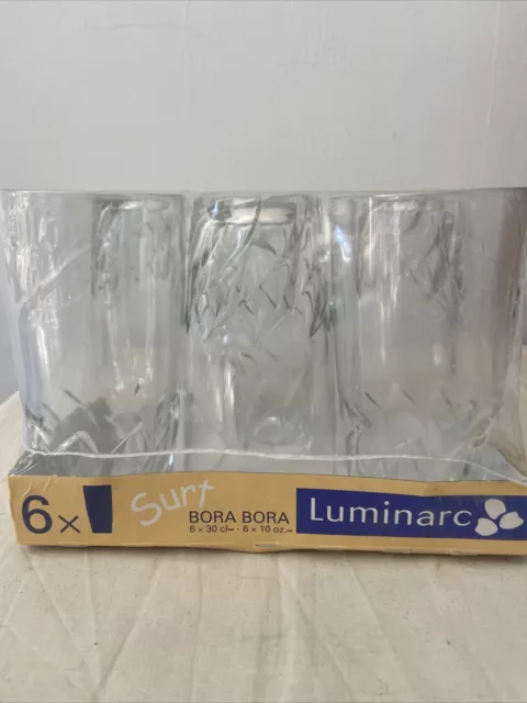 Brand New 6x Luminarc Surf Bora Bora Small glasses - 30cl