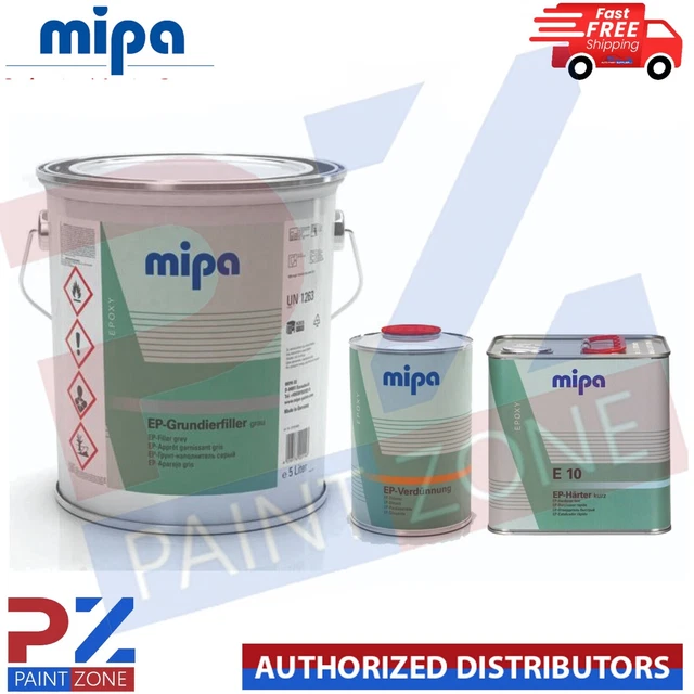 MIPA EPGRUNDIERFILLER EPOXY PRIMER 2k 5L +E10 HARDENER & THINNER (GREY