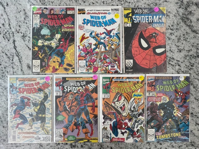 7 Web Of Spider-Man Marvel Comic Books # 68 93 94 108 Annual 2 5 6 NM 16 J803