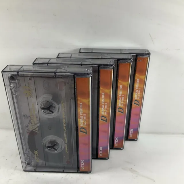 TDK D90 Blank Audio Media Recording Cassette Tapes Open Never Used X 4