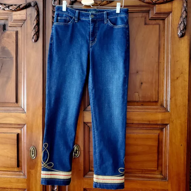 Polo Ralph Lauren Jeans Donna Blu Scuro Applicazioni Bordo Nuovi U.S. 2