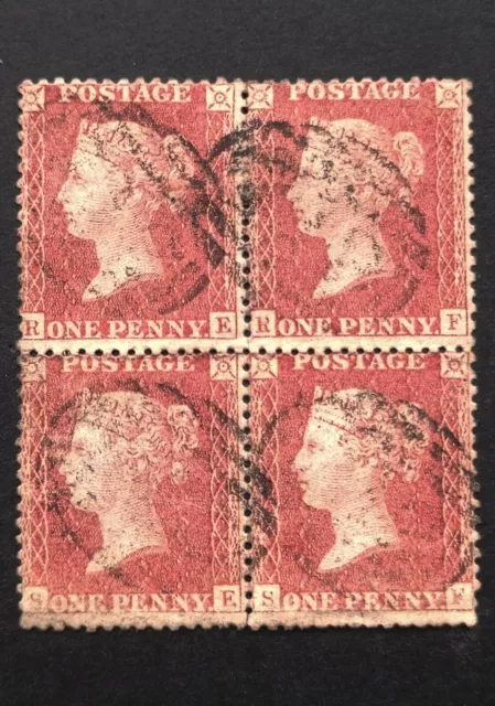 GB Queen Victoria Penny Red SG.40 Pl.56 Used Block Of 4 Pmk Southampton VF