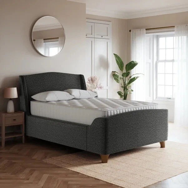 DORMA HERITAGE 6FTSUPER King Size Grey Ottoman Fabric Bed Frame,RRP £
