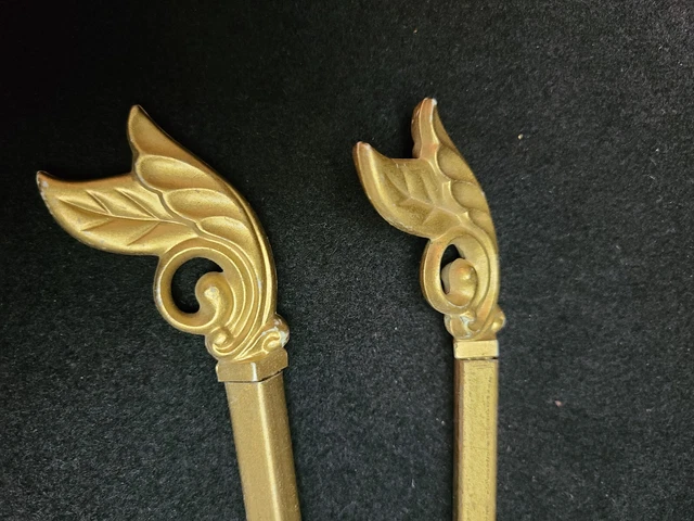 Antique Vintage Lot of 2 Swing Arm CURTAIN Rods - Shabby Gold Plastic Metal 2