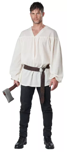 Medieval Renaissance Pirate Peasant Shirt Adult Costume (Beige)