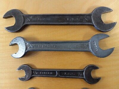 Lot of 5 Vintage Open End and Box End Wrenches Bridgeport Hardware Manufacturing 2