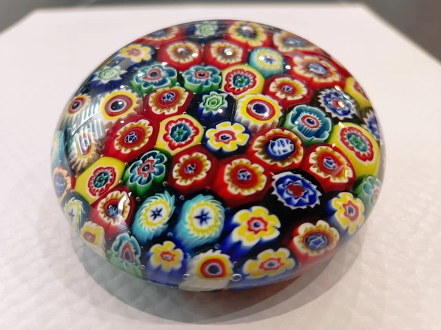 Sulfure / Presse-papier Millefiori Vintage En Verre De Murano Italie, Multicolore, Design 20ème Siècle