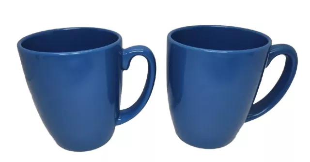 Set of 2 Corelle Classic Solid Blue Café 4" Cups Stoneware Coffee Mugs w/ Handle