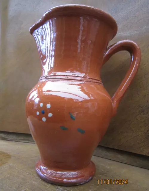 Landhausstil -Henkelkrug Krug Vase Blumenvase, Handarbeit, Ton Keramik glasiert