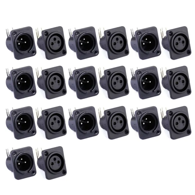 10pcs XLR 3 pin Male Female Jack Plug Panel Mount Chassis PCB Socket Connectors