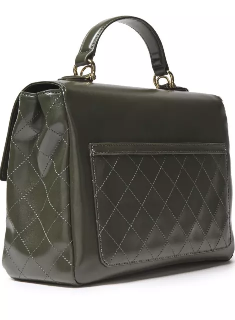 LOVE MOSCHINO Retro Green Quilted Logo Shoulder Bag Purse Handbag NWT 2