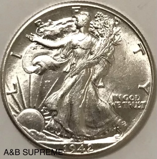 (1) Walking Liberty Half Dollar Au-Bu Uncirculated 90% Silver