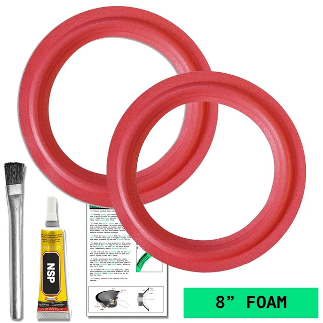 Speaker Repair Kit - 5" Rubber Woofer Surrounds (Foam Replacement) & Glue