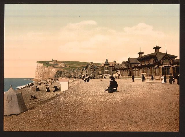 The beach sea baths Tr�port France c1900 OLD PHOTO