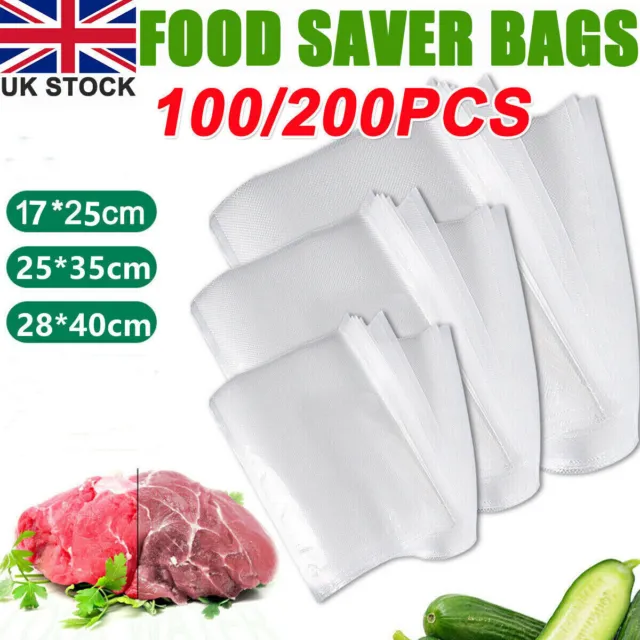 100pcs Vacuum Sealer Food Saver Bags Storage Textured Pouches Seal Embossed Vac