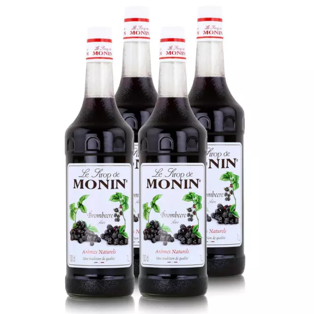 Monin Sirup Brombeere 1L - Cocktails Milchshakes Kaffeesirup (4er Pack)