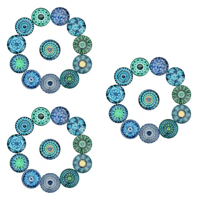 Mosaic Glass beads 3x Flache Rückseite Cabochons Mandala Runde Glas Pe
