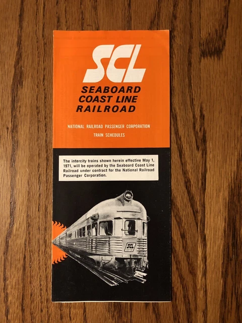 SCL Seaboard Coast Line Railroad Schedule May 1st 1971