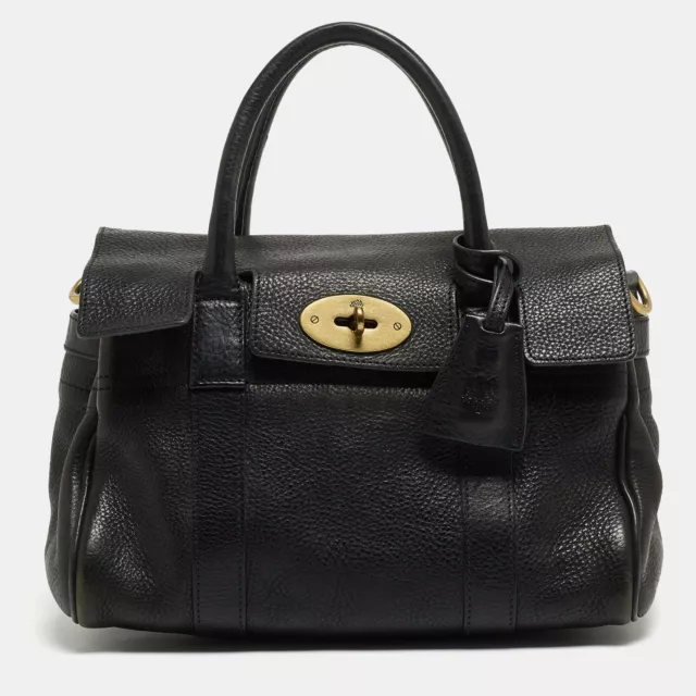 Mulberry Black Grain Leather Small Bayswater Satchel