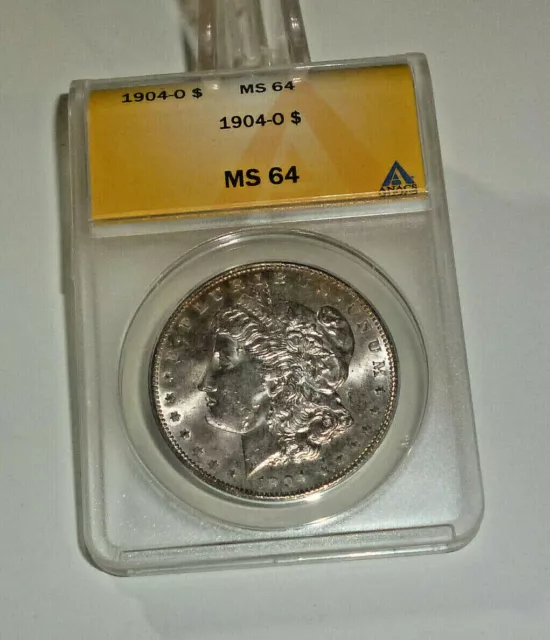 *** 1904-0 Anacs Ms64 Morgan Silver One Dollar Us Coin Münze Zertifiziert ***