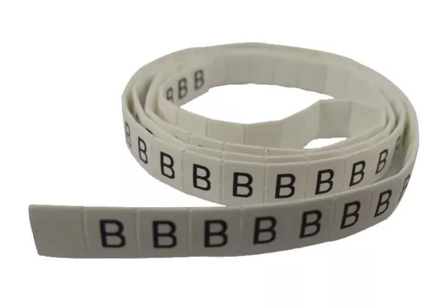 PRO POWER - Pre-Printed Heat Shrinkable Cable Marker, B, White, 3mm, 100 Pack