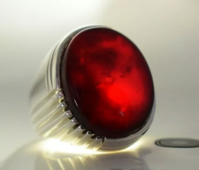 Black Blood Red Yemeni Agate Bague Silver Rings Handmade Jewelry Ring Real Stone