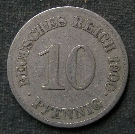 B5) Deutsches Reich 10 Pfennig 1900 "E" DR Deutschland Germany Aléman Nemezko D