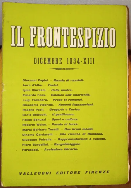 rivista letteraria "IL FRONTESPIZIO" - 9 annate 1932-40