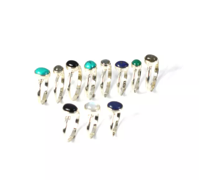 WHOLESALE 11PC 925 SOLIDSTERLING SILVER TURQUOISE AMETHYST MIX STONE RING LOT e9